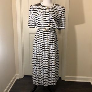 VTG Lady Caroe of New York Lines Maxi Dress 80s